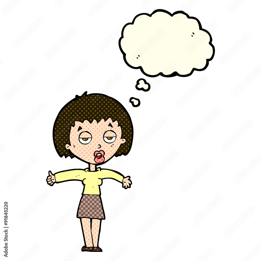 cartoon bored woman with thought bubble cartoon bored woman with thought bubble