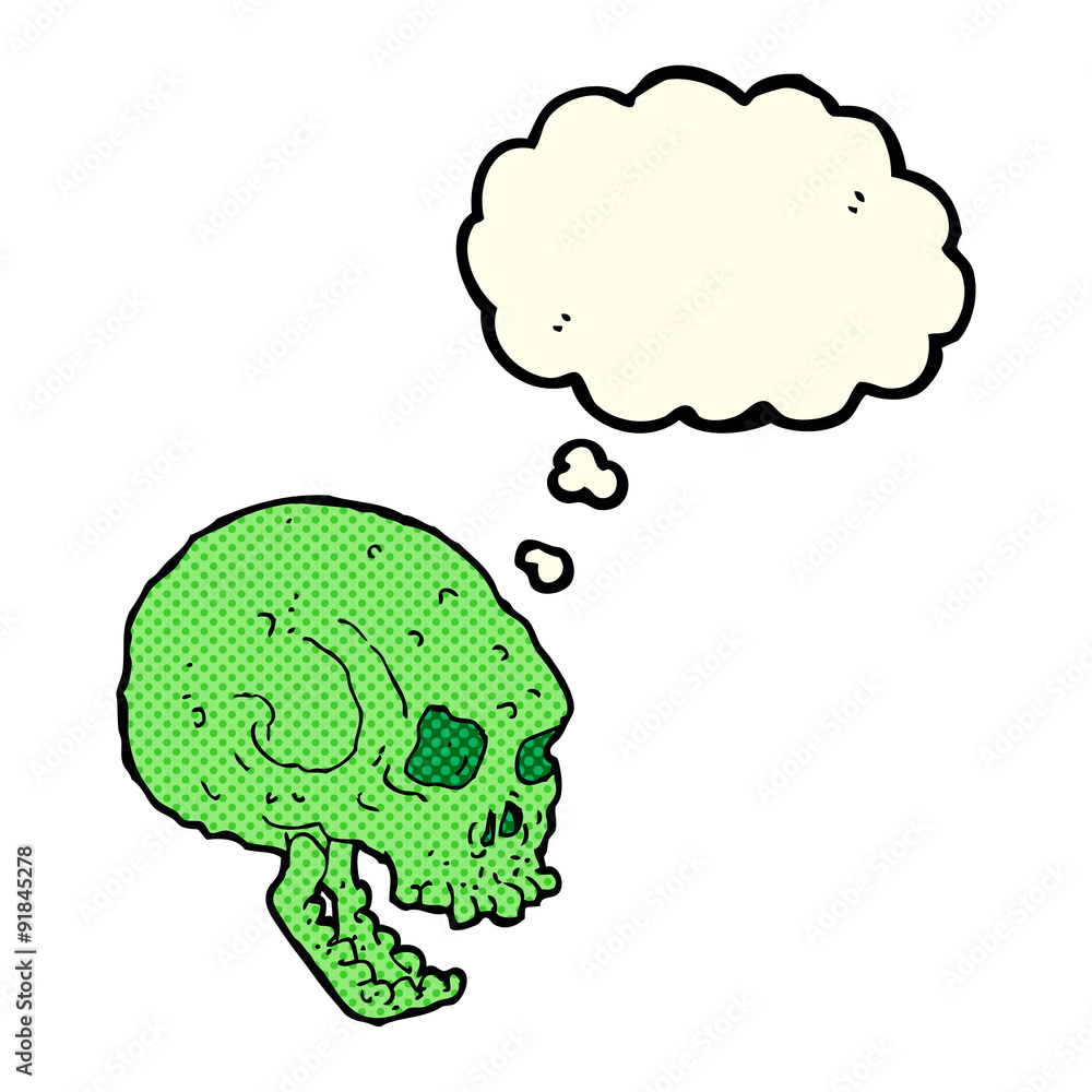 cartoon spooky skull with thought bubble cartoon spooky skull with thought bubble