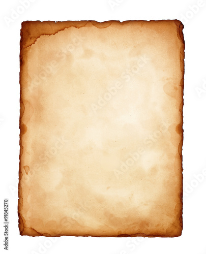 Antique paper isolated on white background
