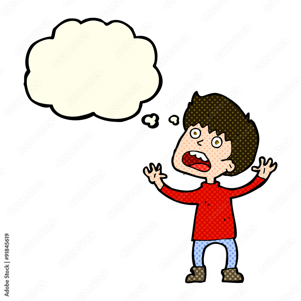 cartoon stressed boy with thought bubble cartoon stressed boy with thought bubble
