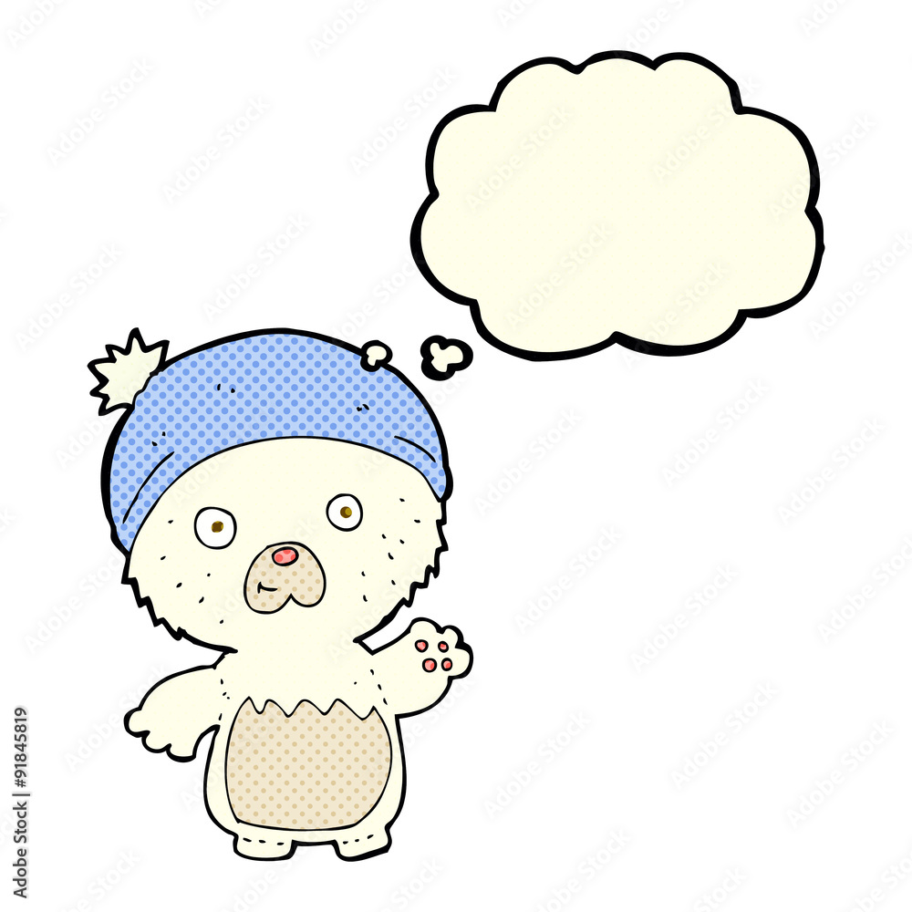 cartoon cute teddy bear in hat with thought bubble cartoon cute teddy bear in hat with thought bubble