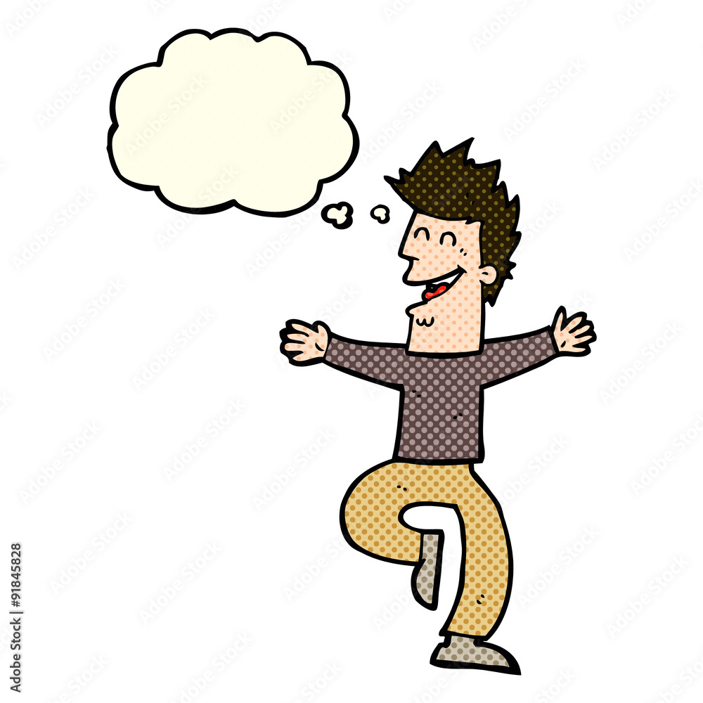 cartoon laughing man with thought bubble cartoon laughing man with thought bubble