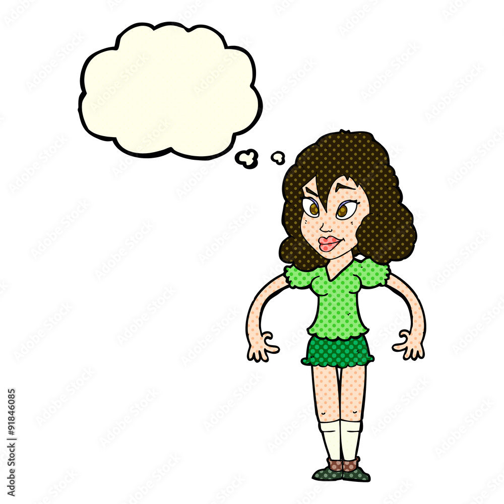 cartoon pretty woman with thought bubble cartoon pretty woman with thought bubble