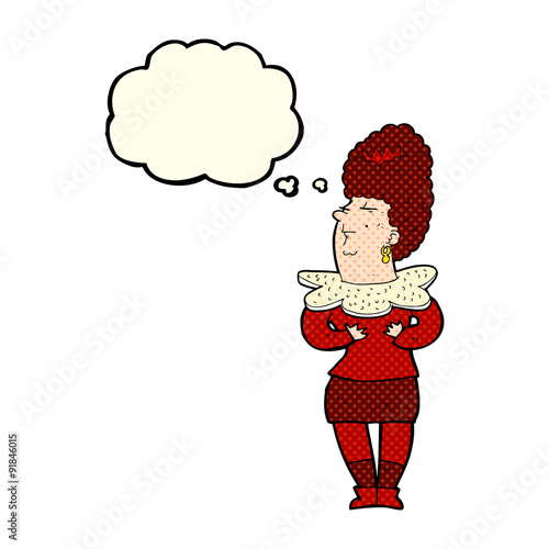 cartoon aristocratic woman with thought bubble