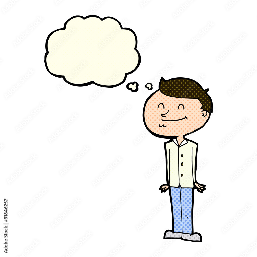cartoon smiling man with thought bubble cartoon smiling man with thought bubble