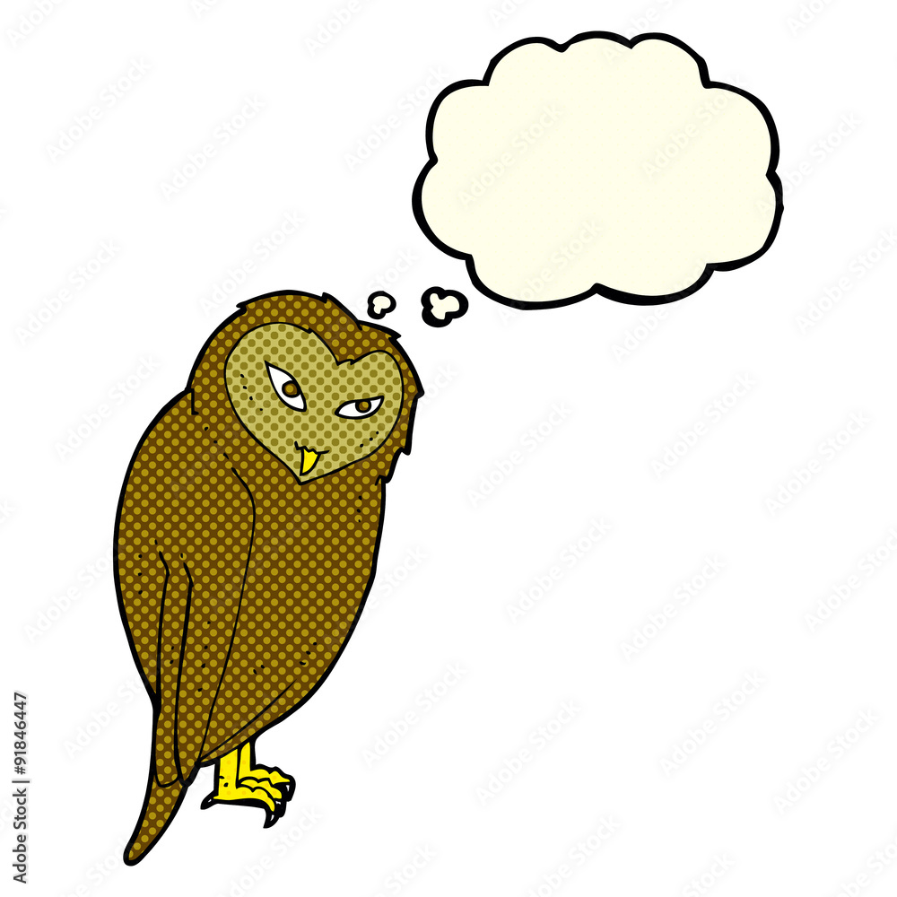 cartoon owl with thought bubble cartoon owl with thought bubble