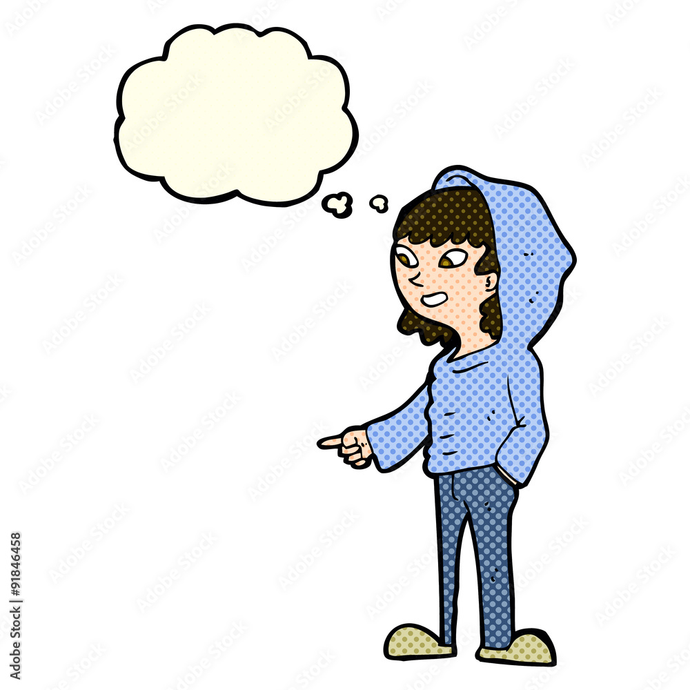 cartoon pointing teenager with thought bubble cartoon pointing teenager with thought bubble