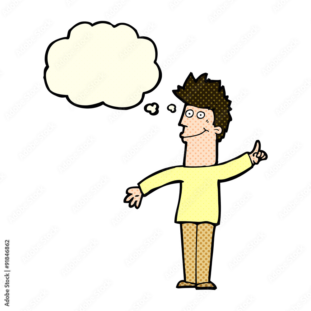 cartoon man with idea with thought bubble cartoon man with idea with thought bubble
