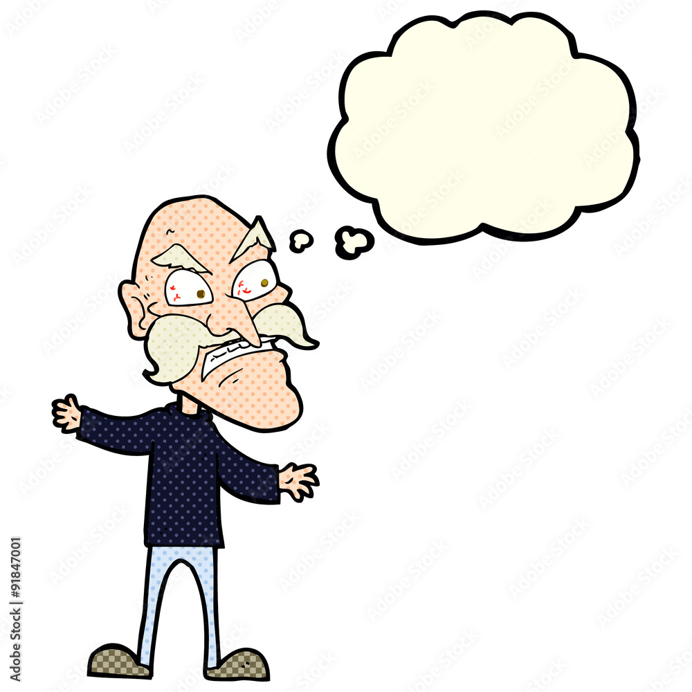 cartoon angry old man with thought bubble cartoon angry old man with thought bubble