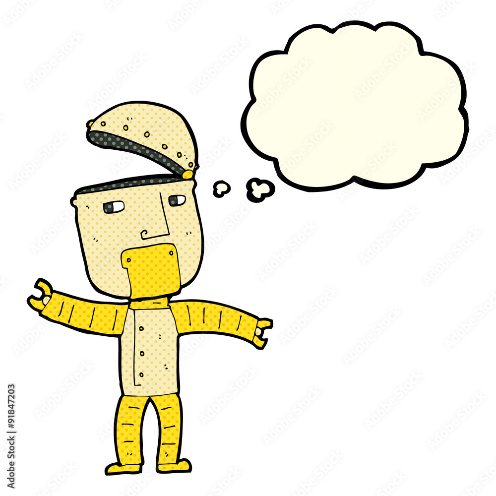 Fototapeta premium cartoon funny robot with thought bubble