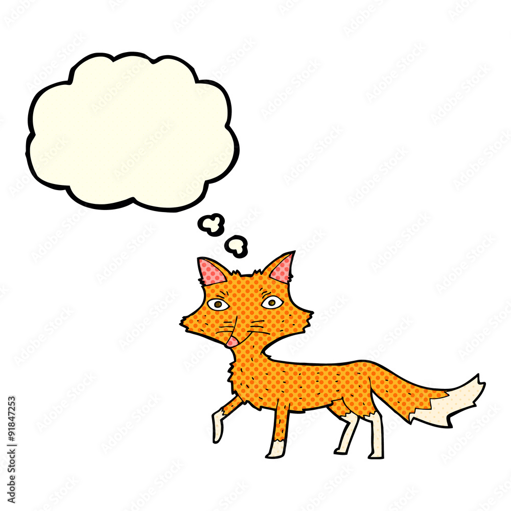 cartoon little fox with thought bubble cartoon little fox with thought bubble