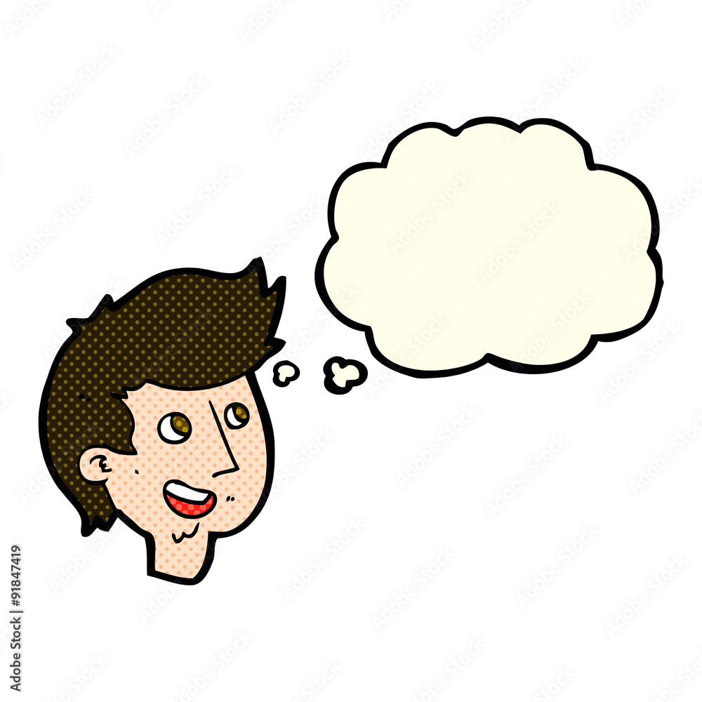 cartoon happy boy face with thought bubble cartoon happy boy face with thought bubble