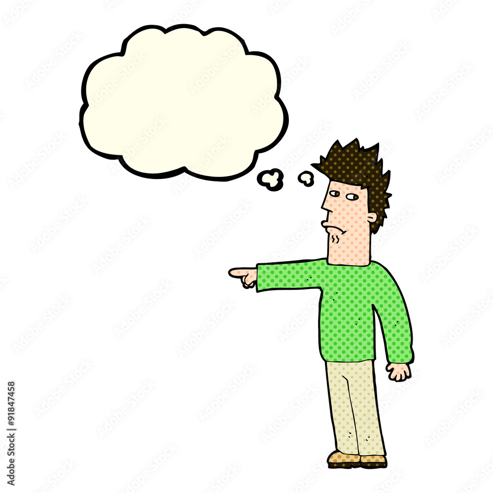 cartoon man pointing with thought bubble cartoon man pointing with thought bubble