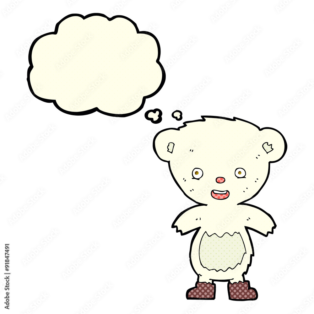 cartoon polar bear cub with thought bubble cartoon polar bear cub with thought bubble
