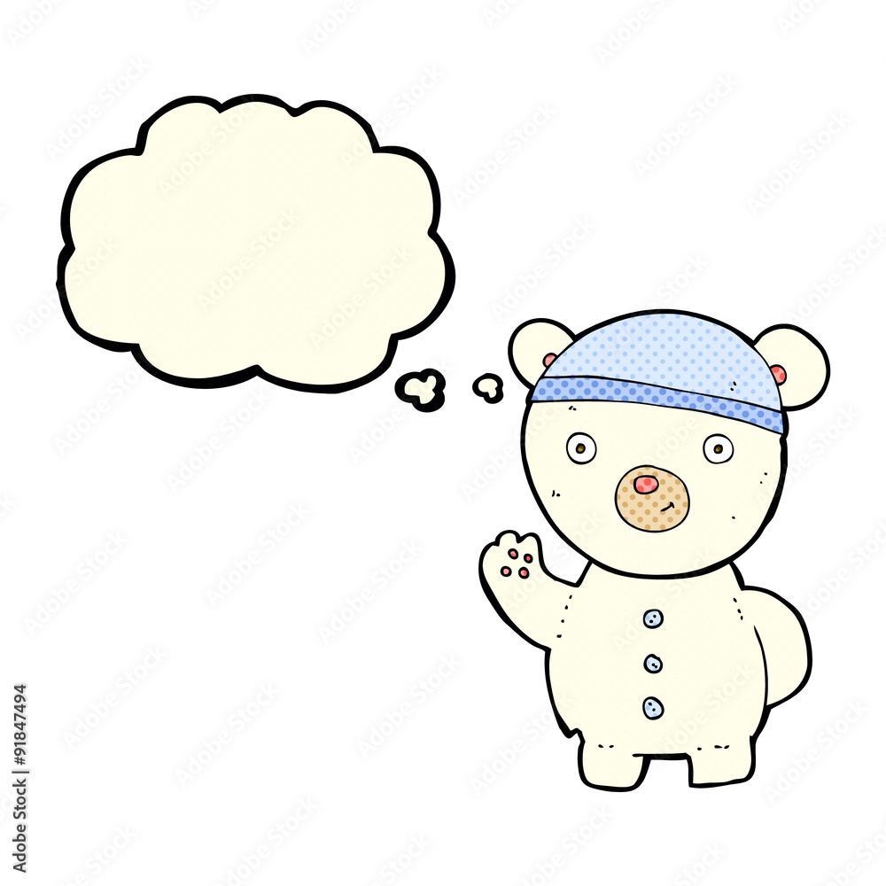 cartoon polar bear cub with thought bubble cartoon polar bear cub with thought bubble