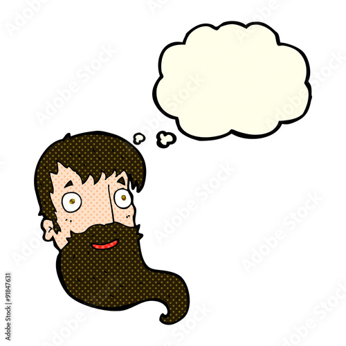 cartoon bearded man with thought bubble