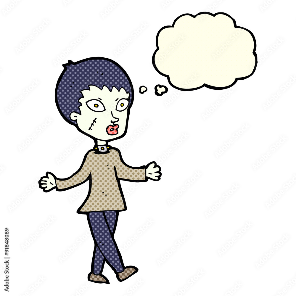 cartoon halloween zombie woman with thought bubble cartoon halloween zombie woman with thought bubble