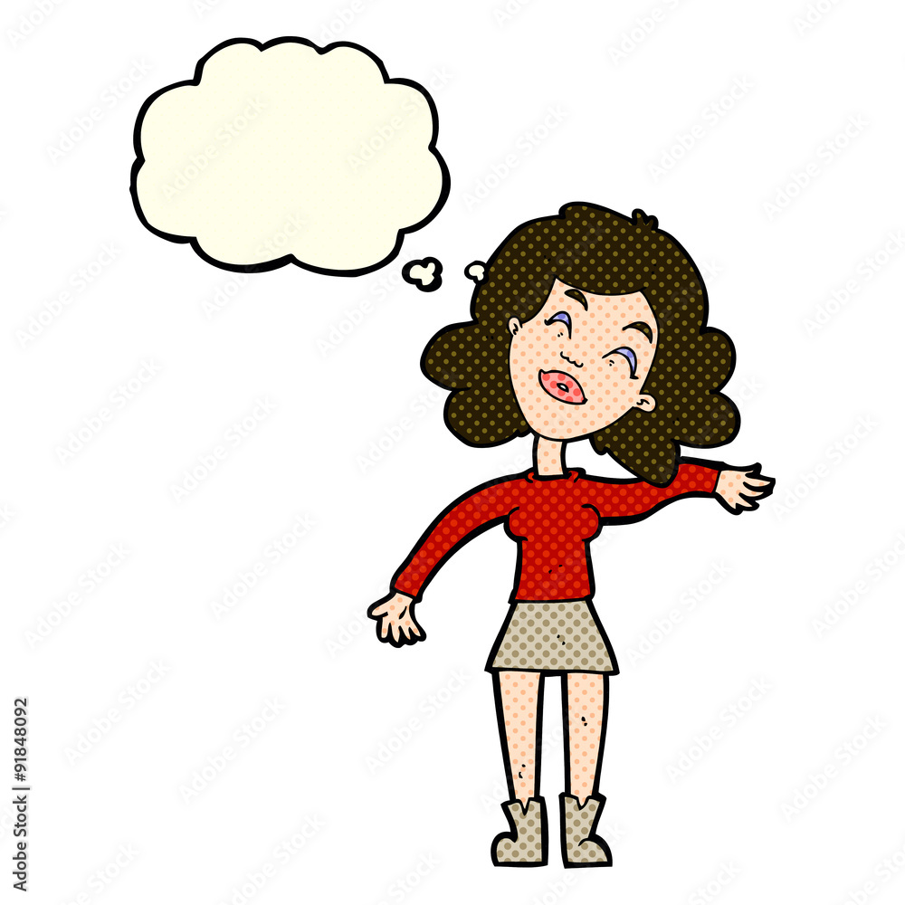 cartoon woman only joking with thought bubble cartoon woman only joking with thought bubble