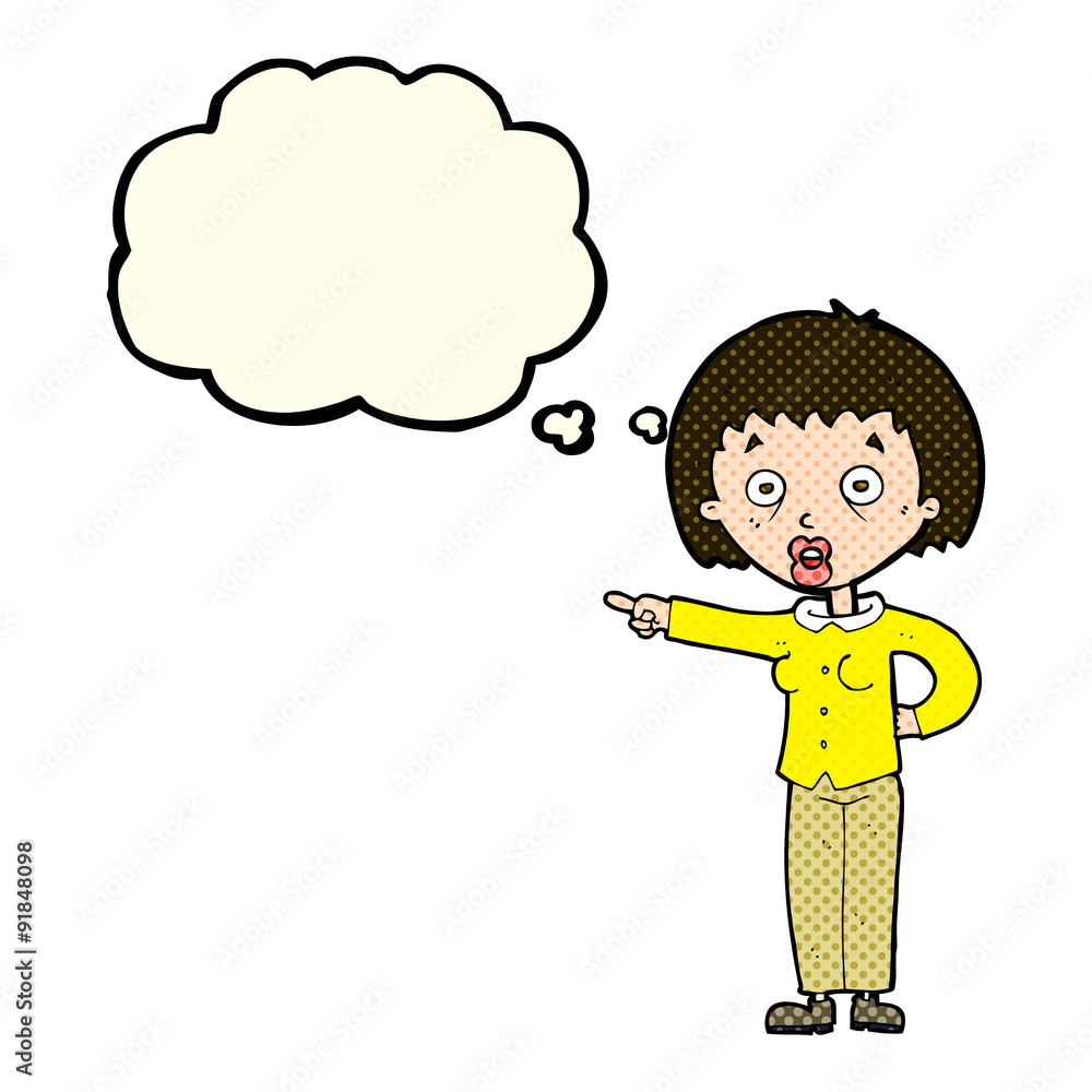 cartoon shocked woman with thought bubble cartoon shocked woman with thought bubble