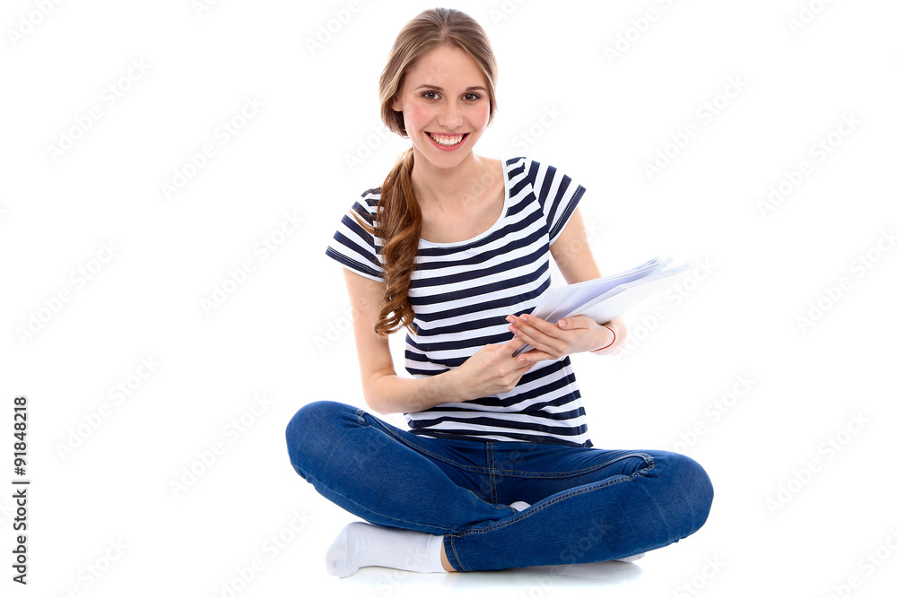 Student Girl, isolated over background Student Girl, isolated over background