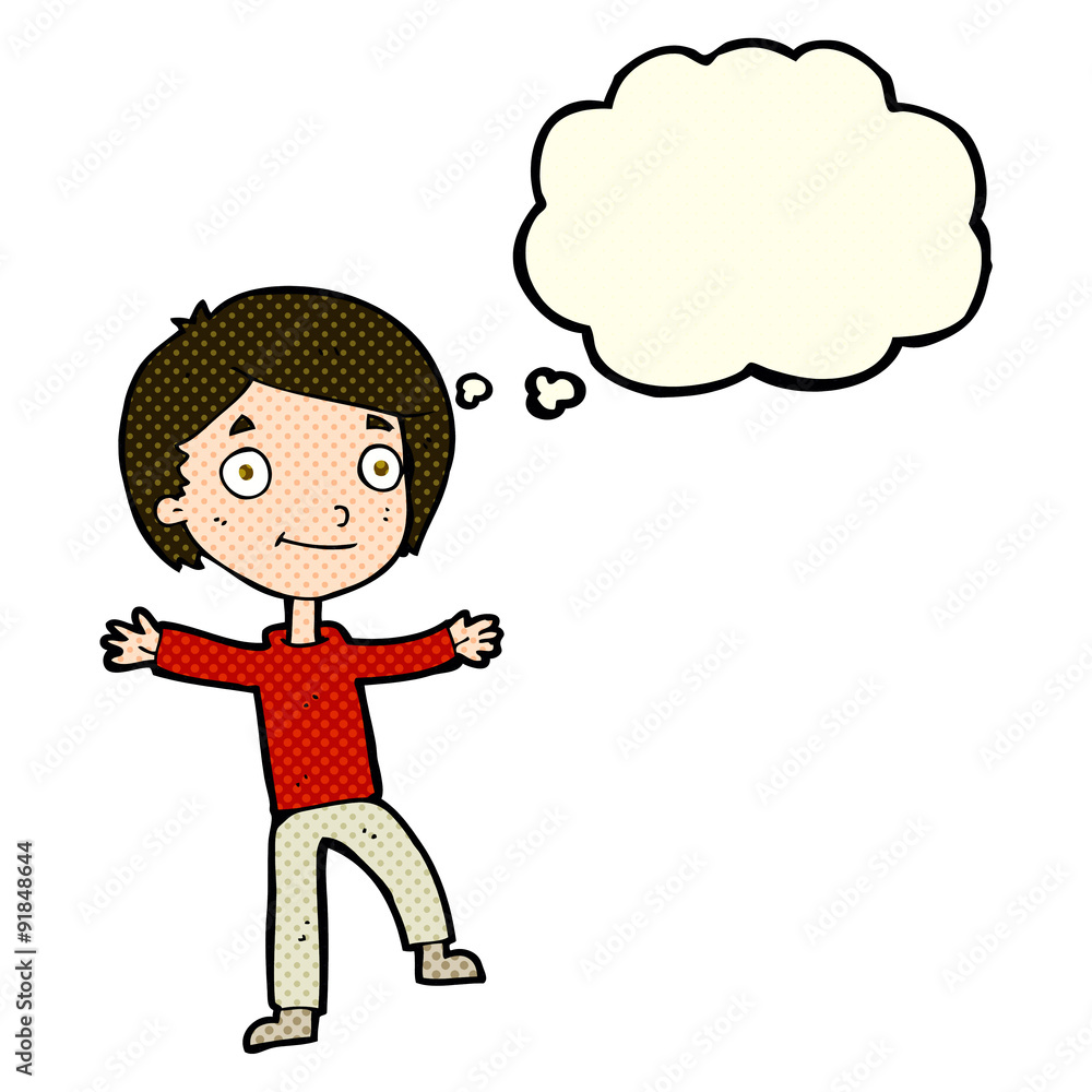 cartoon excited boy with thought bubble cartoon excited boy with thought bubble