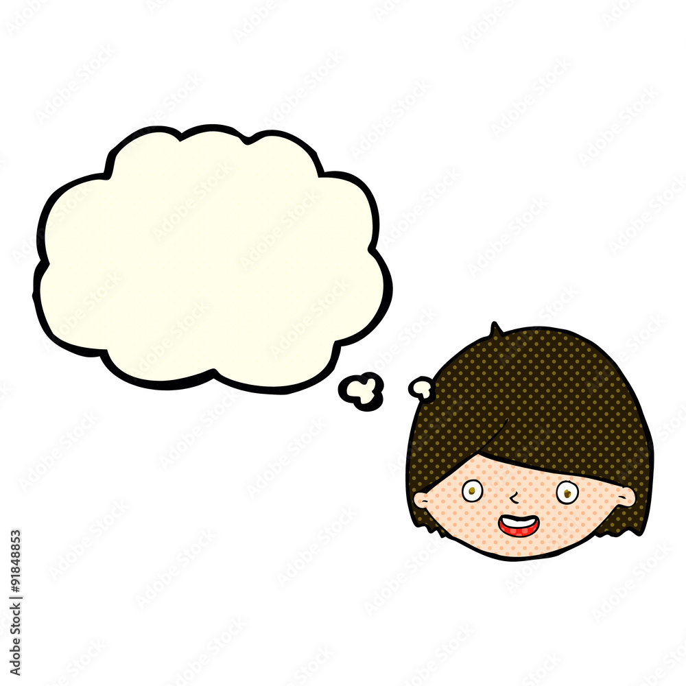 cartoon happy face with thought bubble cartoon happy face with thought bubble