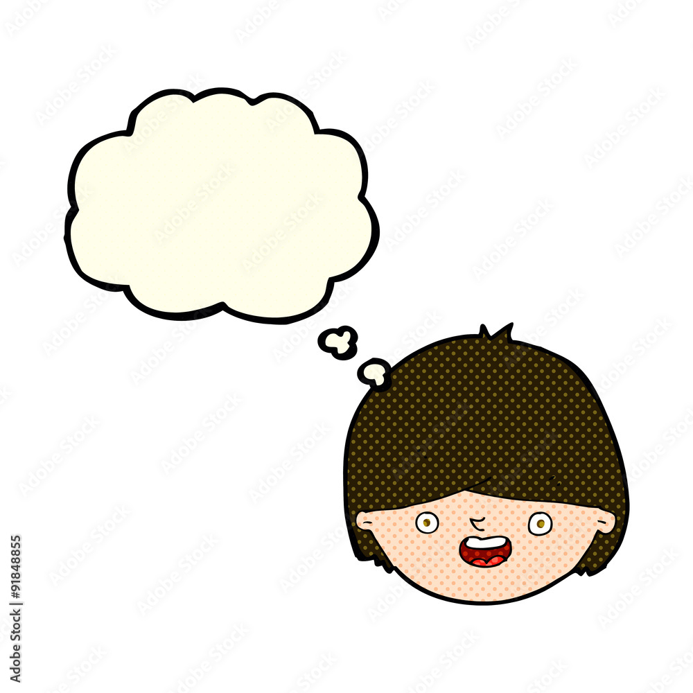 cartoon happy face with thought bubble cartoon happy face with thought bubble