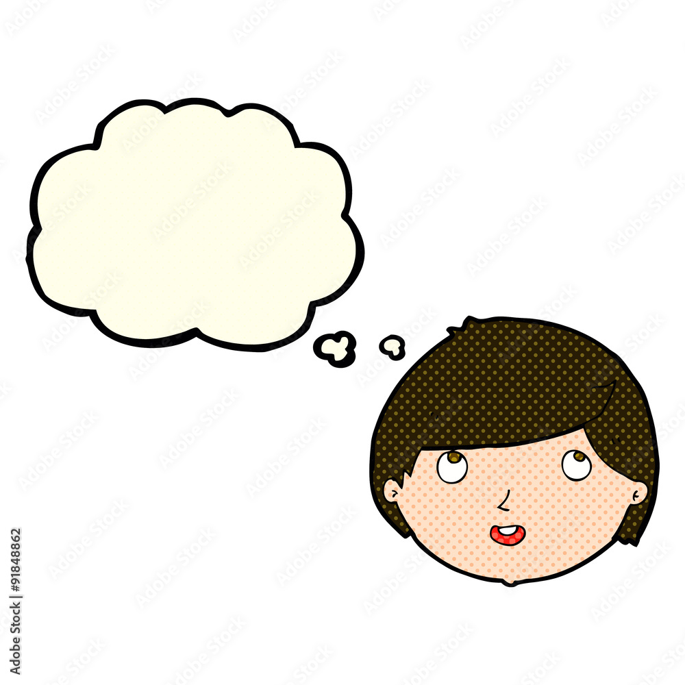 cartoon happy face with thought bubble cartoon happy face with thought bubble