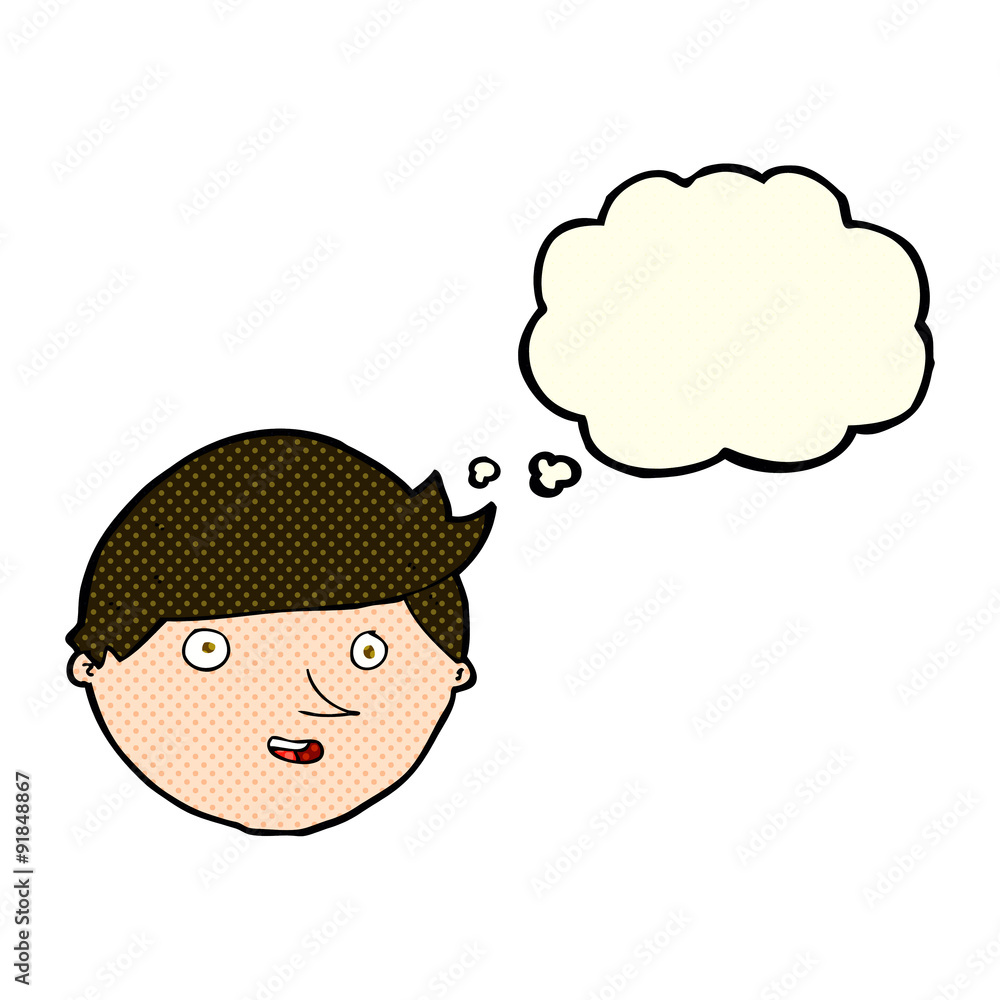 cartoon happy face with thought bubble cartoon happy face with thought bubble