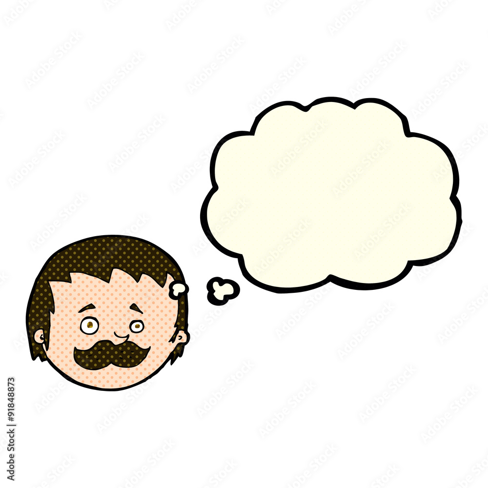 cartoon man with mustache with thought bubble cartoon man with mustache with thought bubble