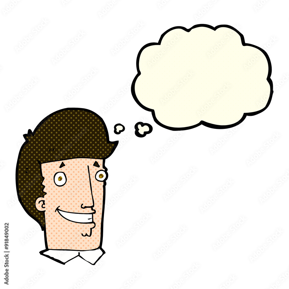 cartoon happy man with thought bubble cartoon happy man with thought bubble