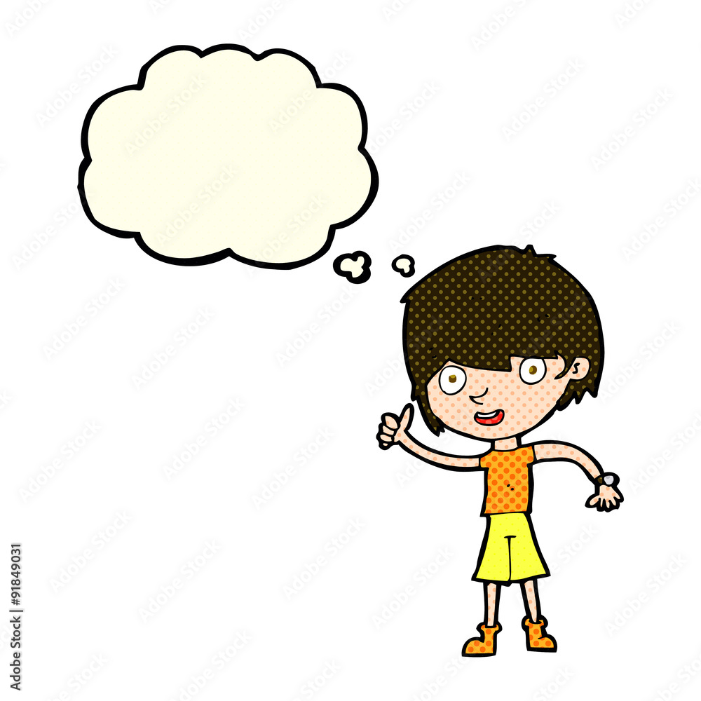 cartoon boy with positive attitude with thought bubble cartoon boy with positive attitude with thought bubble