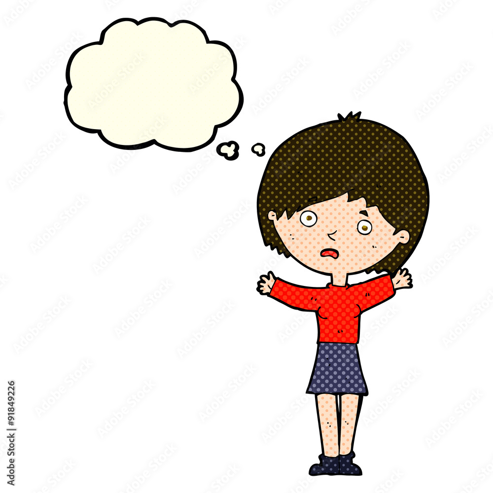 cartoon worried woman with thought bubble cartoon worried woman with thought bubble