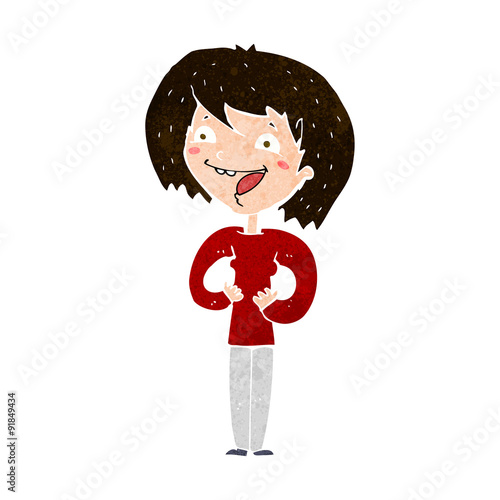 cartoon excited woman