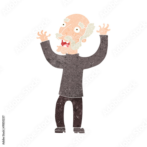 cartoon terrified old man
