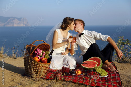 Wedding picnic on the coast