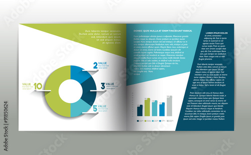 Booklet page. Magazine layout for infographics. Web template.