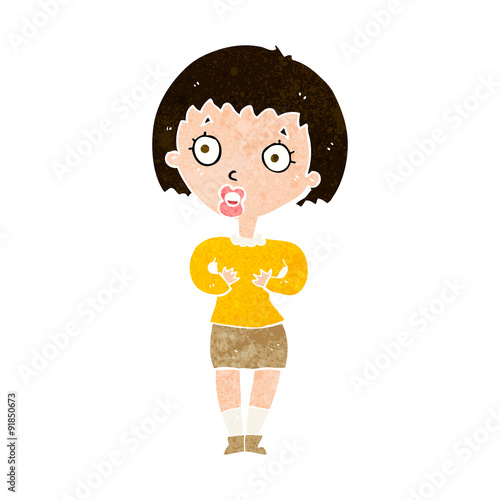 cartoon woman making Who Me? gesture