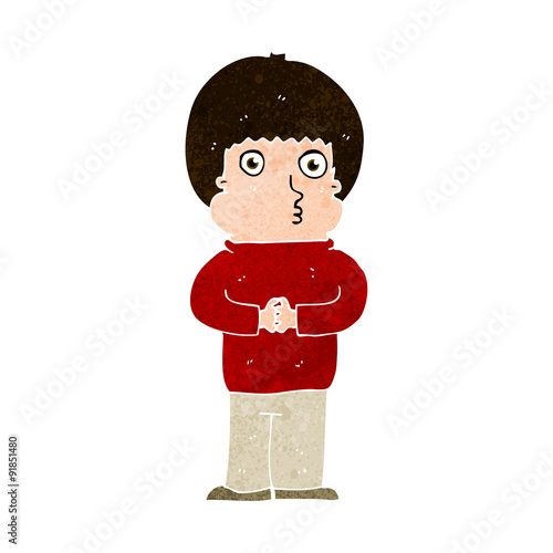 cartoon shy boy