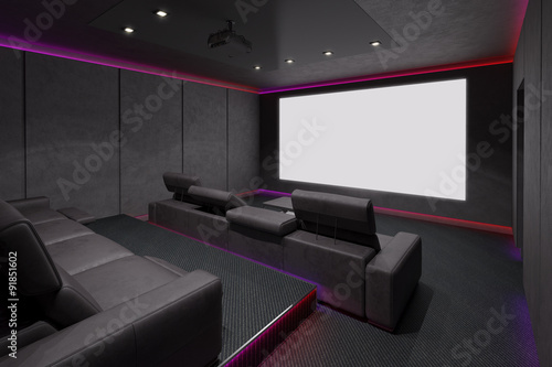 Canvas-taulu Home Theater Interior. 3d illustration.