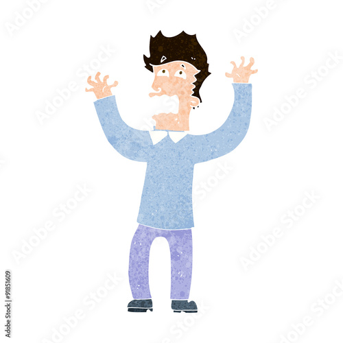cartoon terrified man