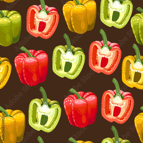 Peppers of different colors seamless