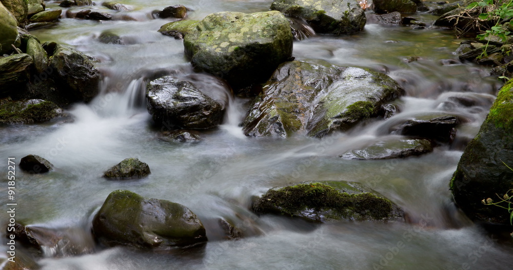 Mountain river with silk effect 3, in which the movement of the sun through the vegetation looks, conveying a feeling of harmony, purity...Time Lapse - long exposure 4K.Smooth motion camera: PAN Mountain river with silk effect 3, in which the movement of the sun through the vegetation looks, conveying a feeling of harmony, purity...Time Lapse - long exposure 4K.Smooth motion camera: PAN