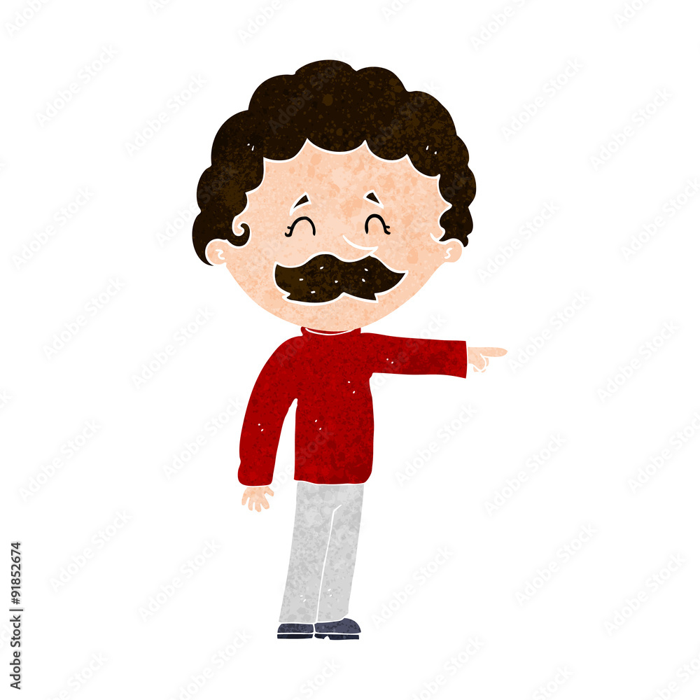 cartoon man with mustache pointing cartoon man with mustache pointing