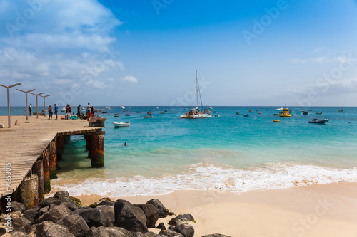 Santa Maria beach pontoon in Sal Island Cape Verde - Cabo Verde photo