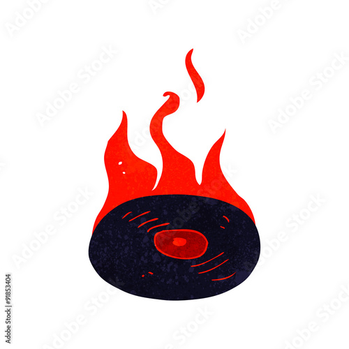 cartoon burning vinyl record