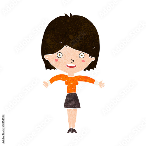 cartoon excited woman