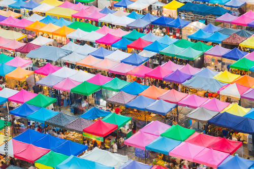 Photography Colorful of flea market roof top in Bangkok Thailand