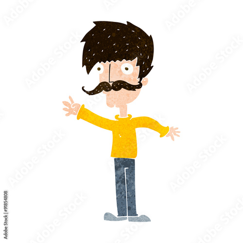 cartoon waving mustache man