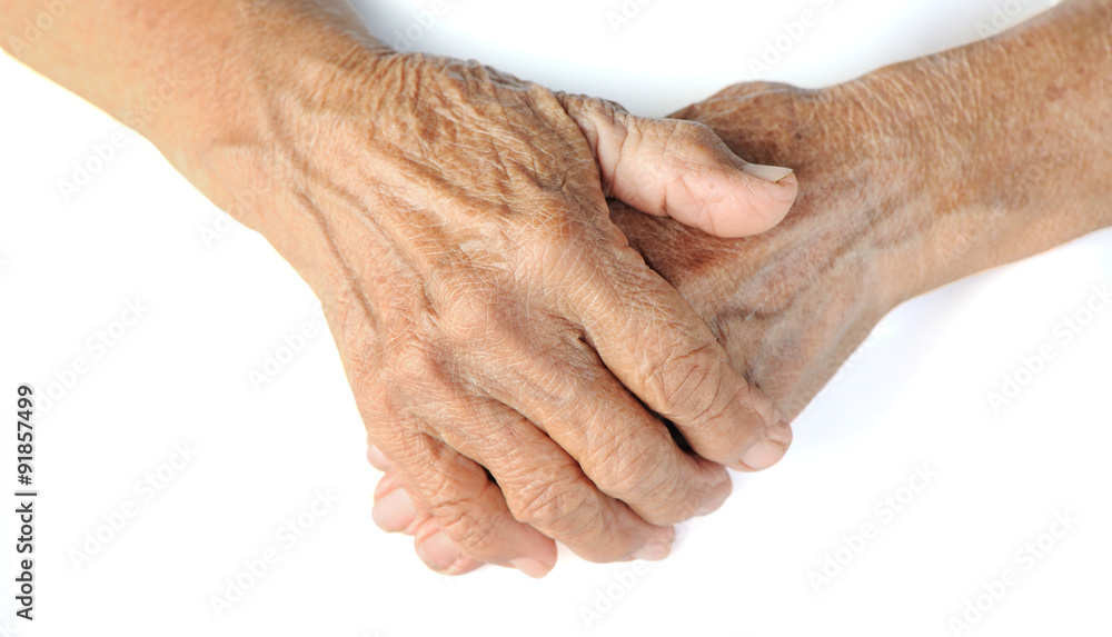 old hands on a white background withe clipping path old hands on a white background withe clipping path
